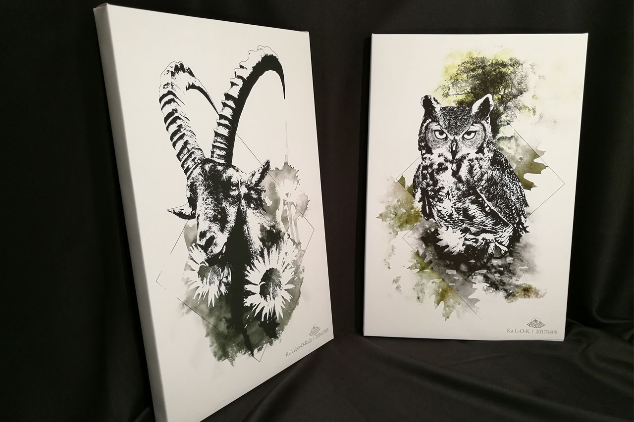 Capra Ibex and Bubo Bubo Canvas Prints - HelvEdition